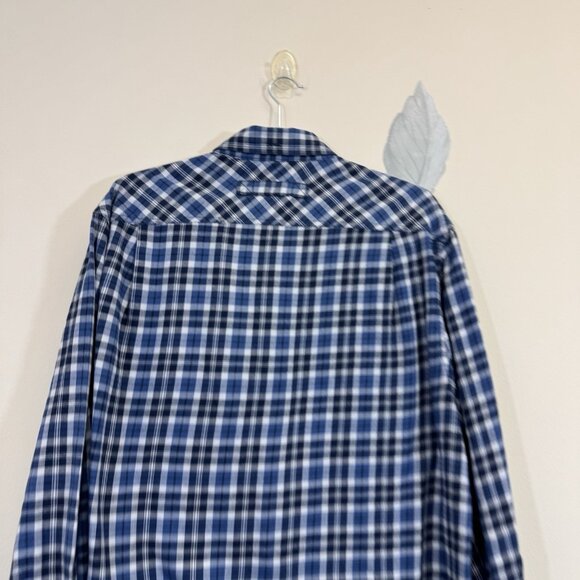 Duluth Trading Men’s Plaid Flannel Shirt Size L Blue Long Sleeve - Picture 5 of 6